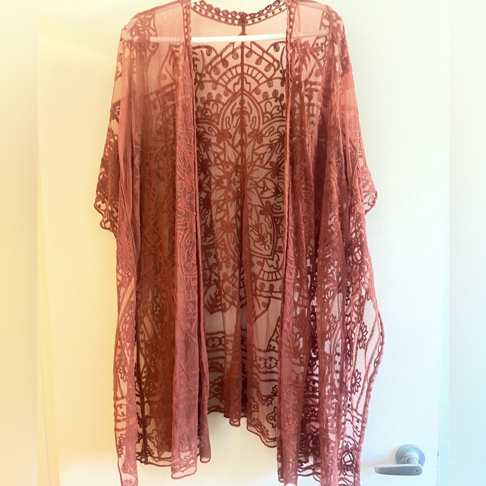 Rust color, sheer kimono